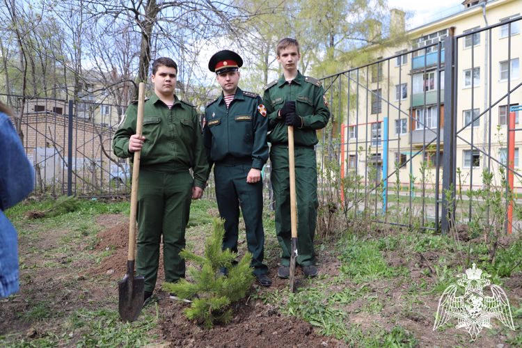 В Рязани учащиеся подшефного класса Росгвардии школы №38 приняли участие в посадке сосен